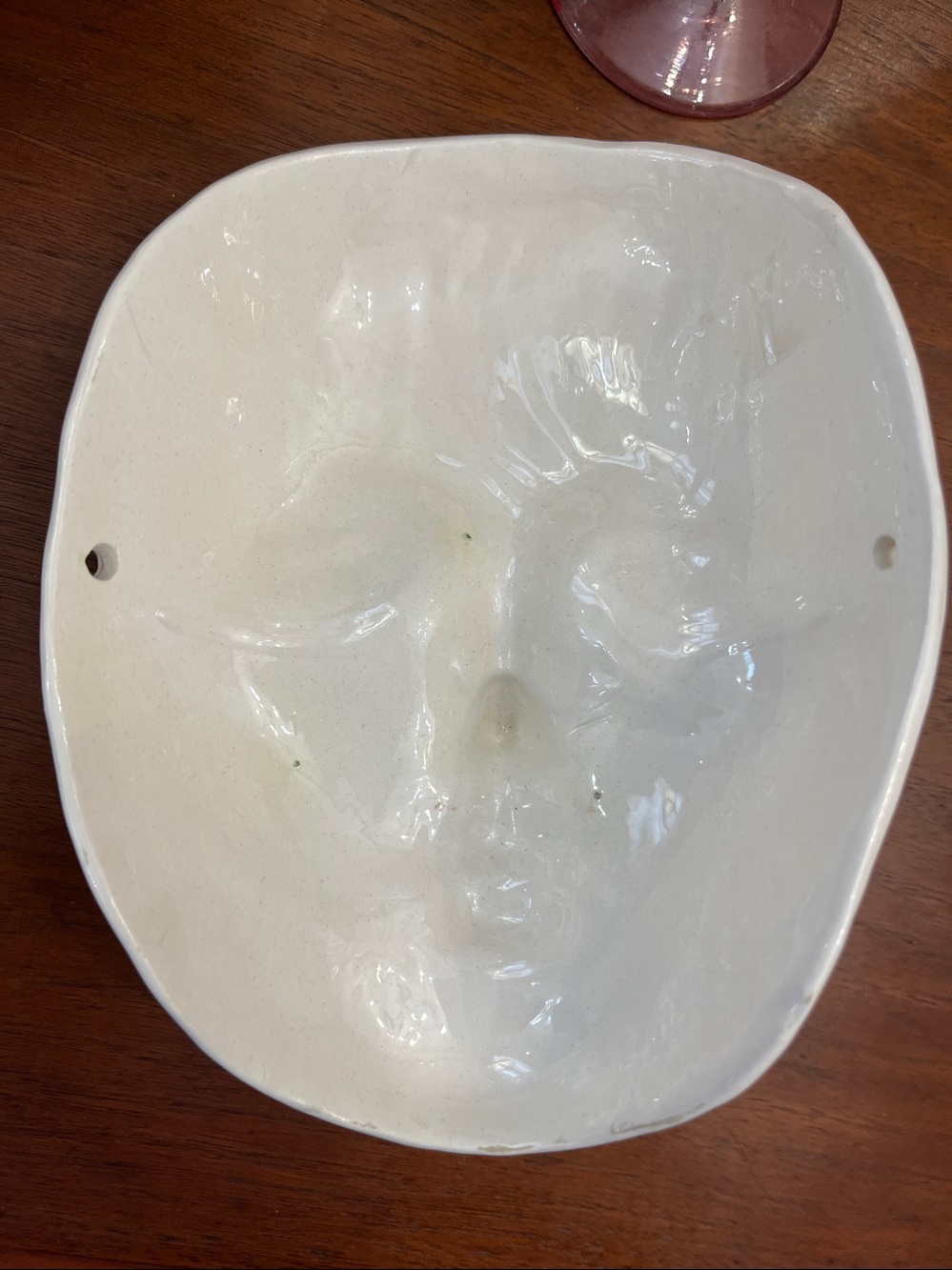 Vintage hand-painted porcelain face wall mask featuring stylized clown - Picture 5 of 7